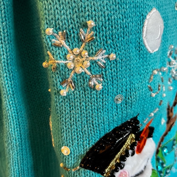 VTG Working Lights Quacker Factory Christmas Sweater Size L - Picture 5 of 9